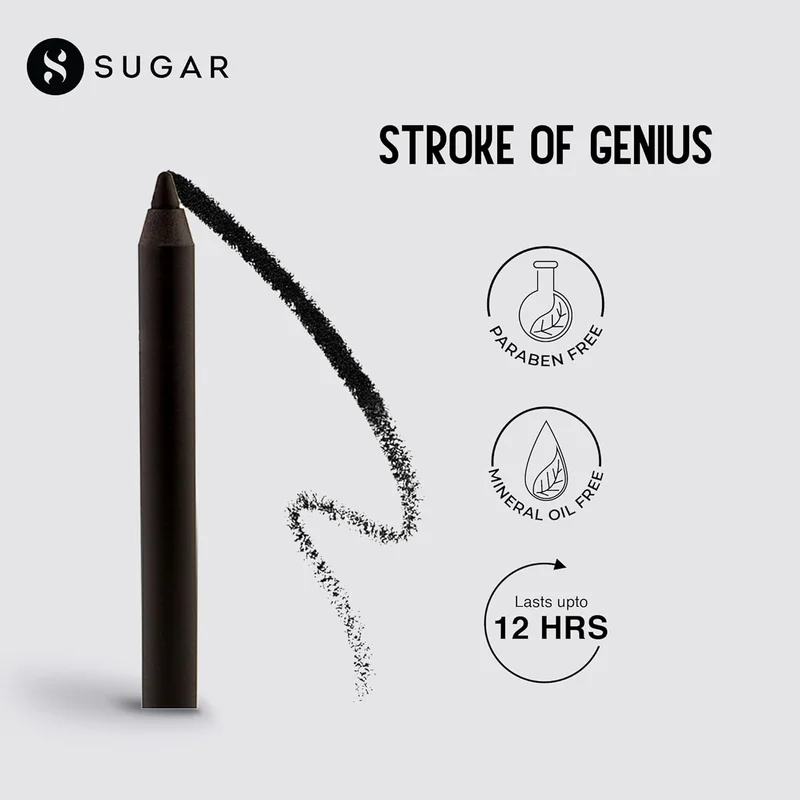 شوجر كوزماتيكس SUGAR Cosmetics Stroke of Genius Heavy-duty Kohl - 01 Back To Black